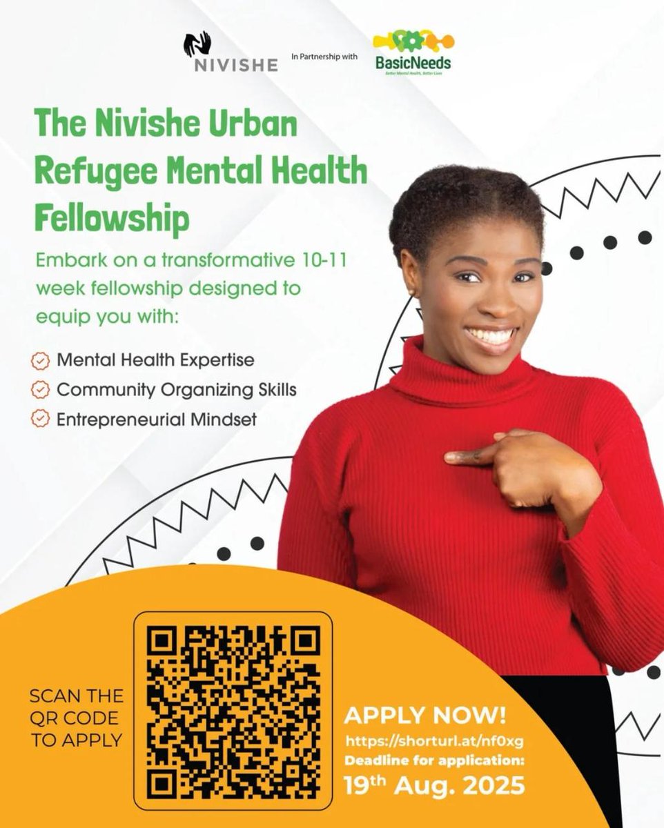 Basic Needs Basic Rights Kenya (@basicneeds_ke) on Twitter photo You asked, and we listened! The deadline for The Nivishe Urban Refugee Mental Health Fellowship has been extended! Make a real difference. Visit: shorturl.at/nf0xgNew Deadline for Application: 19th August 2025
In partnership with <a href="/BasicNeeds_KE/">Basic Needs Basic Rights Kenya</a> and <a href="/NivisheF/">Nivishe Foundation</a> You asked, and we listened! The deadline for The Nivishe Urban Refugee Mental Health Fellowship has been extended! Make a real difference. Visit: shorturl.at/nf0xgNew Deadline for Application: 19th August 2025
In partnership with <a href="/BasicNeeds_KE/">Basic Needs Basic Rights Kenya</a> and <a href="/NivisheF/">Nivishe Foundation</a>
