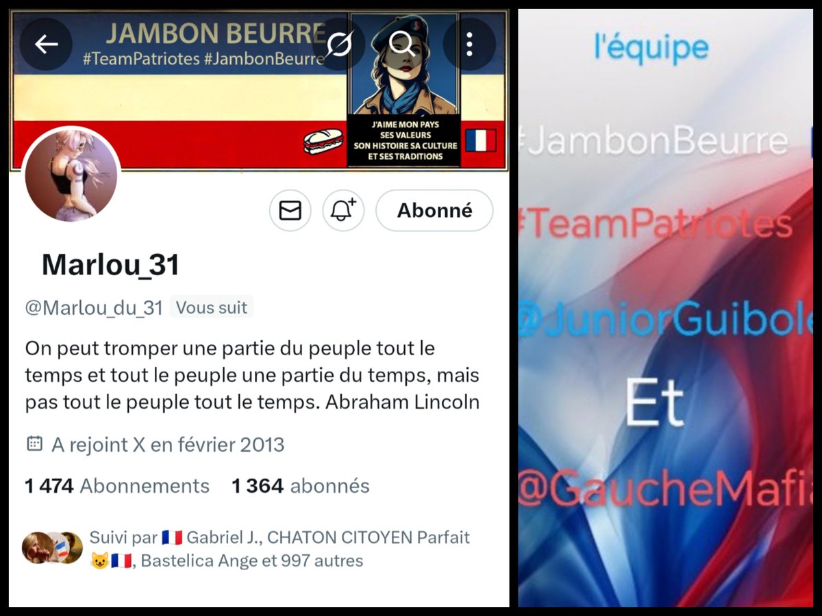🇨🇵 Dédé 🇫🇷♿ (@juniorguibole) on Twitter photo INFO🚨Merci de partager !🚨
Mes amis abonnés😉
Ainsi que l'équipe #JambonBeurre #TeamPatriotes 🇨🇵
Notre amie <a href="/Marlou_du_31/">🕆Marlou_31🕆</a> 👍
Aurait besoin d'un petit coup de pouce pour grossir sa TL!🥳
Et ainsi lui donner plus de visibilité!
Merci de vous abonner à elle !🙏
Et n'oubliez INFO🚨Merci de partager !🚨
Mes amis abonnés😉
Ainsi que l'équipe #JambonBeurre #TeamPatriotes 🇨🇵
Notre amie <a href="/Marlou_du_31/">🕆Marlou_31🕆</a> 👍
Aurait besoin d'un petit coup de pouce pour grossir sa TL!🥳
Et ainsi lui donner plus de visibilité!
Merci de vous abonner à elle !🙏
Et n'oubliez