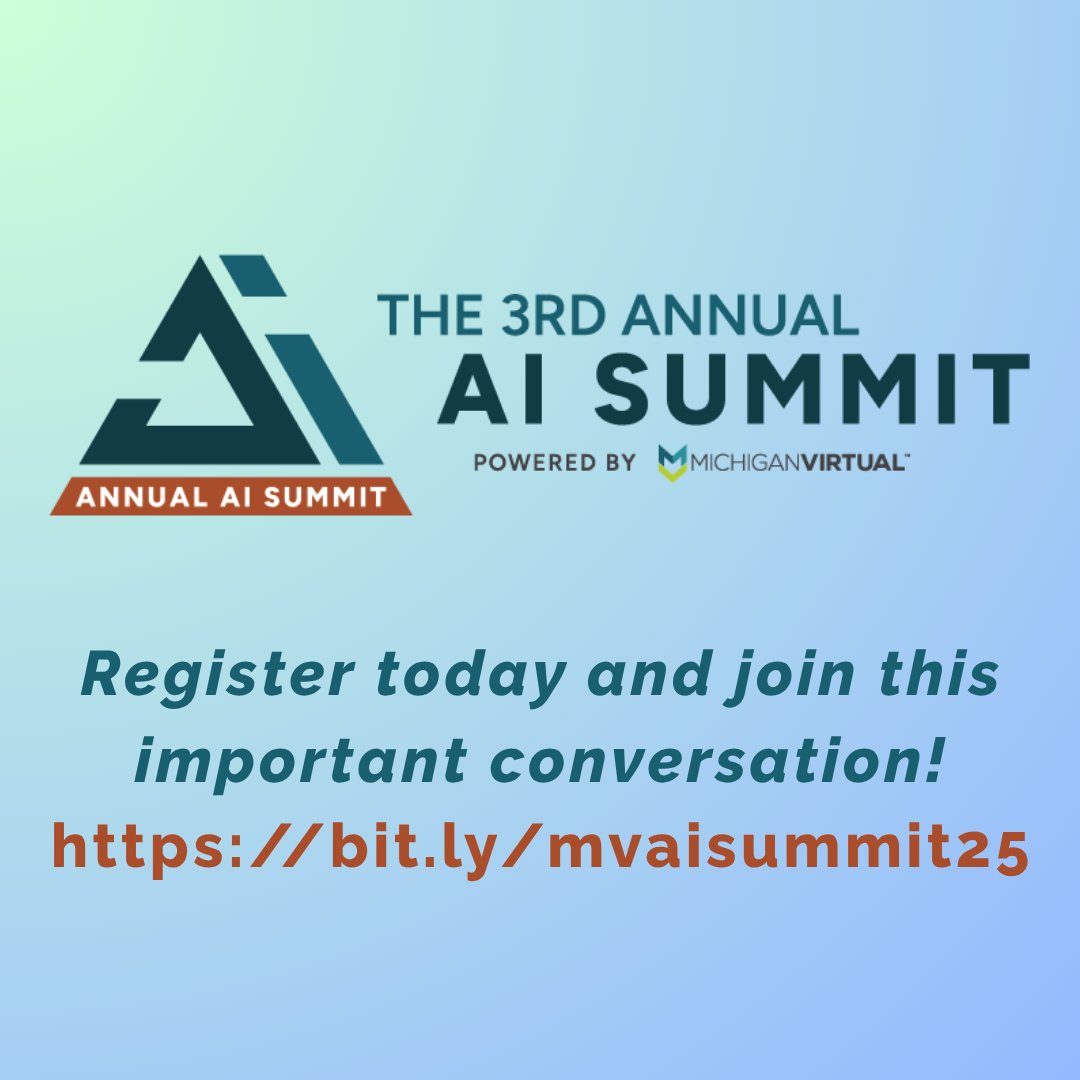 Join Michigan Virtual and the Statewide AI Workgroup on Oct. 15th in Novi. This event brings together K-12 educators and national AI experts for a day of conversation, innovative learning and integration of AI in education. Limited seats: bit.ly/mvaisummit25
#AISummit2025