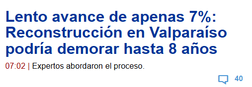 Caroline Iribarne Wiff (@caro_iribarne) on Twitter photo Grave negligencia institucional que ha perpetuado condiciones de riesgo en el Gran Valparaíso.
El ministro Montes atribuyó la demora a exigencias de <a href="/conaf_minagri/">CONAF - Corporación Nacional Forestal</a>, <a href="/sernageomincl/">Sernageomin</a> y a las particularidades geográficas de los cerros. Grave negligencia institucional que ha perpetuado condiciones de riesgo en el Gran Valparaíso.
El ministro Montes atribuyó la demora a exigencias de <a href="/conaf_minagri/">CONAF - Corporación Nacional Forestal</a>, <a href="/sernageomincl/">Sernageomin</a> y a las particularidades geográficas de los cerros.