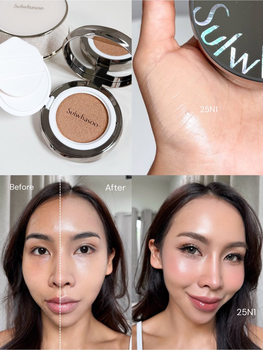 ผิวสวยแพงผ่อนไม่หมดสุดๆ Sulwhasoo Perfecting Cushion Airy SPF 50+/PA+++ ￼ คุชชั่นผิวโกลว์สวยฉ่ำ ดูอิ่มน้ำสุดๆ ! ช่วงนี้คือหยิบมาใช้บ่อยมากๆ เพราะเนื้อเบาสบาย มีส่วนผสมที่เป็นตัวเดียวกับที่มีใน First Care Activating Serum ตัวดังของแบรนด์ แล้วตัวคุชชั่นคือแนบเนียนไปกับผิวเลย