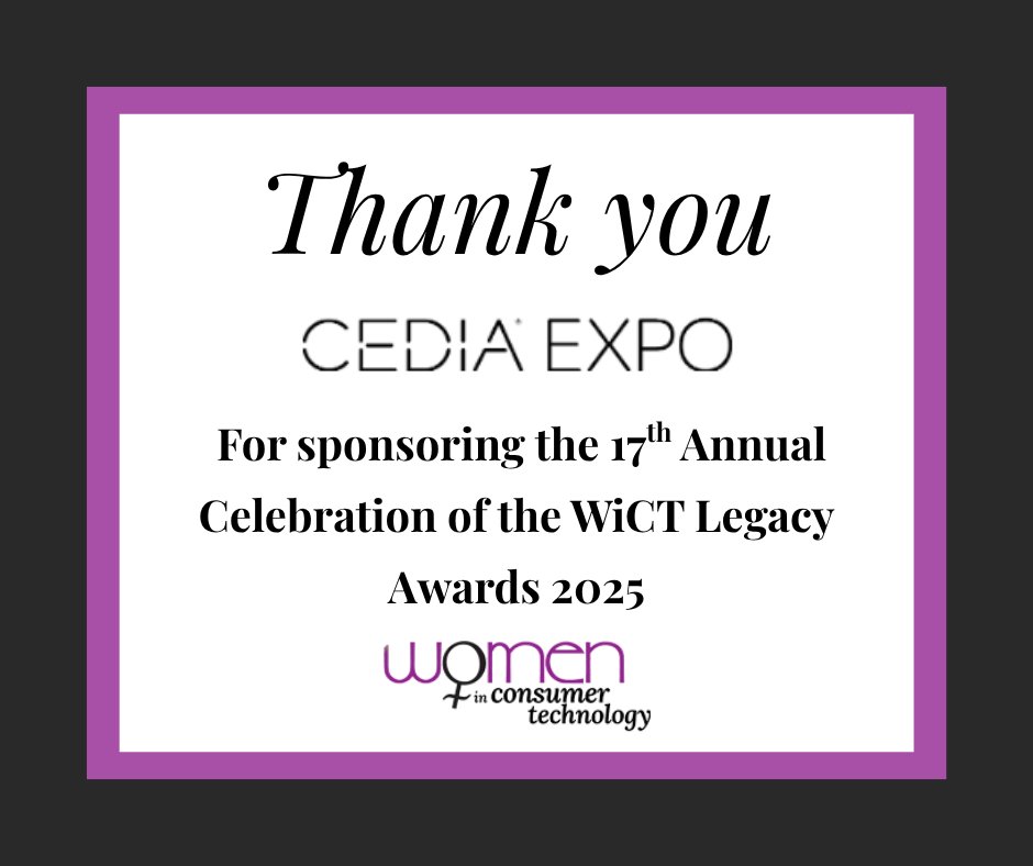 Thank you, CEDIA Expo, for sponsoring the Legacy Awards - one of the most anticipated events at CEDIA this year.  Have you purchased your tickets yet?  RSVP today - f.mtr.cool/yjeedijocy 
#WiCT #CEDIA2025 #LegacyAwards #CEDIAExpo #AVTweeps