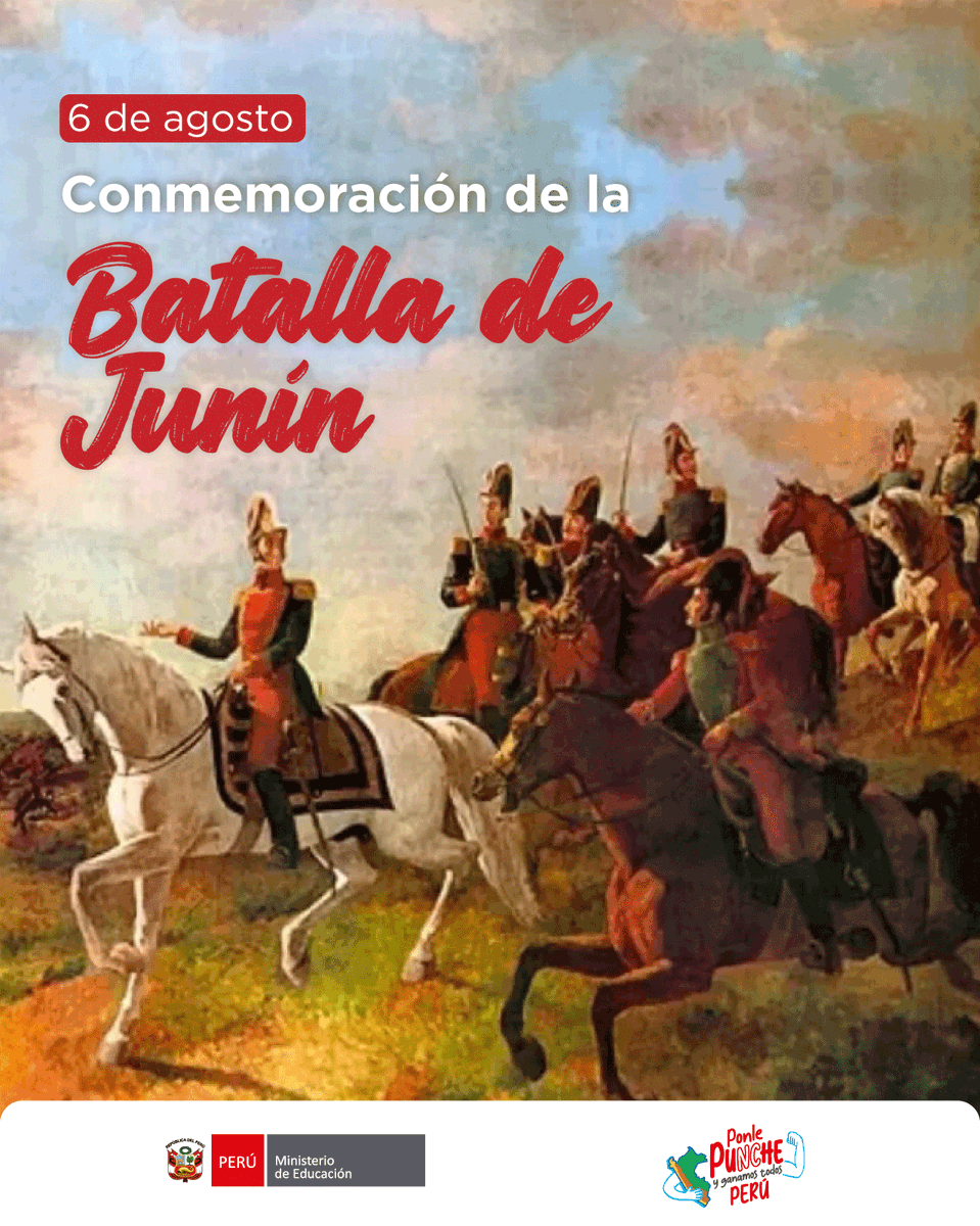 #Efeméride | 🇵🇪 Hoy conmemoramos 201 años de la Batalla de Junín, acto heroico en el que valientes patriotas lucharon por la independencia del Perú. Ese legado nos convoca a seguir construyendo, con esfuerzo y compromiso, una nación al servicio de todos los peruanos.