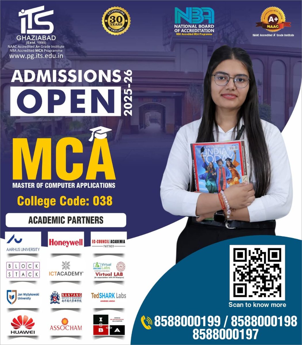 ITSMohanNagar's tweet image. Registration Open for Admission-2025 in MCA Programme (NBA Accredited for 4th Consecutive Cycles and NAAC &apos;A+&apos; Accredited institute) @ I.T.S Mohan Nagar, Ghaziabad
Register @ lnk.ink/IfQGw

#MCA_Admissions #MCA_Admission2025 #MCACourse #MCA_Eligibility #MCACourseFees
