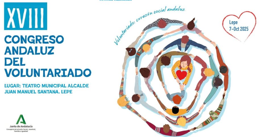 Abiertas las inscripciones al XVII Congreso Andaluz del Voluntariado👉7 octubre , Teatro Municipal Alcalde Juan Manuel Santana Lepe (Huelva) 
Toda la info e inscripciones🔗 congresoandaluzvoluntariado.org
 #Hacemosvoluntariado #voluntariadoandaluz
