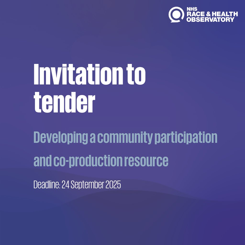 Our invitation to tender is now open for the development of a new co-production and community participation resource for the NHS. 🎉

We welcome partnership bids, with the deadline for submissions being 24 September. 

ℹ️ nhsrho.org/news/invitatio…