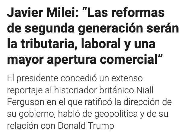 mediceneljefe's tweet photo. Se viene la segunda ola de reformas: baja de impuestos, flexibilización laboral y apertura comercial. El Estado se achica, el mercado se libera y los parásitos tiemblan. Esto no es un giro, es una revolución. VLLC!!!

📄 Mirá la nota de @JMilei y @NFergus: https://t.co/w9AHgzpnY9 https://t.co/pEfF4kkrTc