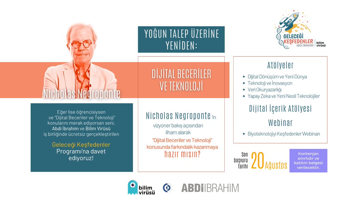 Yoğun ilgi ve talep üzerine Dijital Beceriler ve Teknoloji Modülü yeniden başlıyor.

Ayrıntılar ve Başvuru Formu: forms.gle/hUQSr57ZUL7kZS…