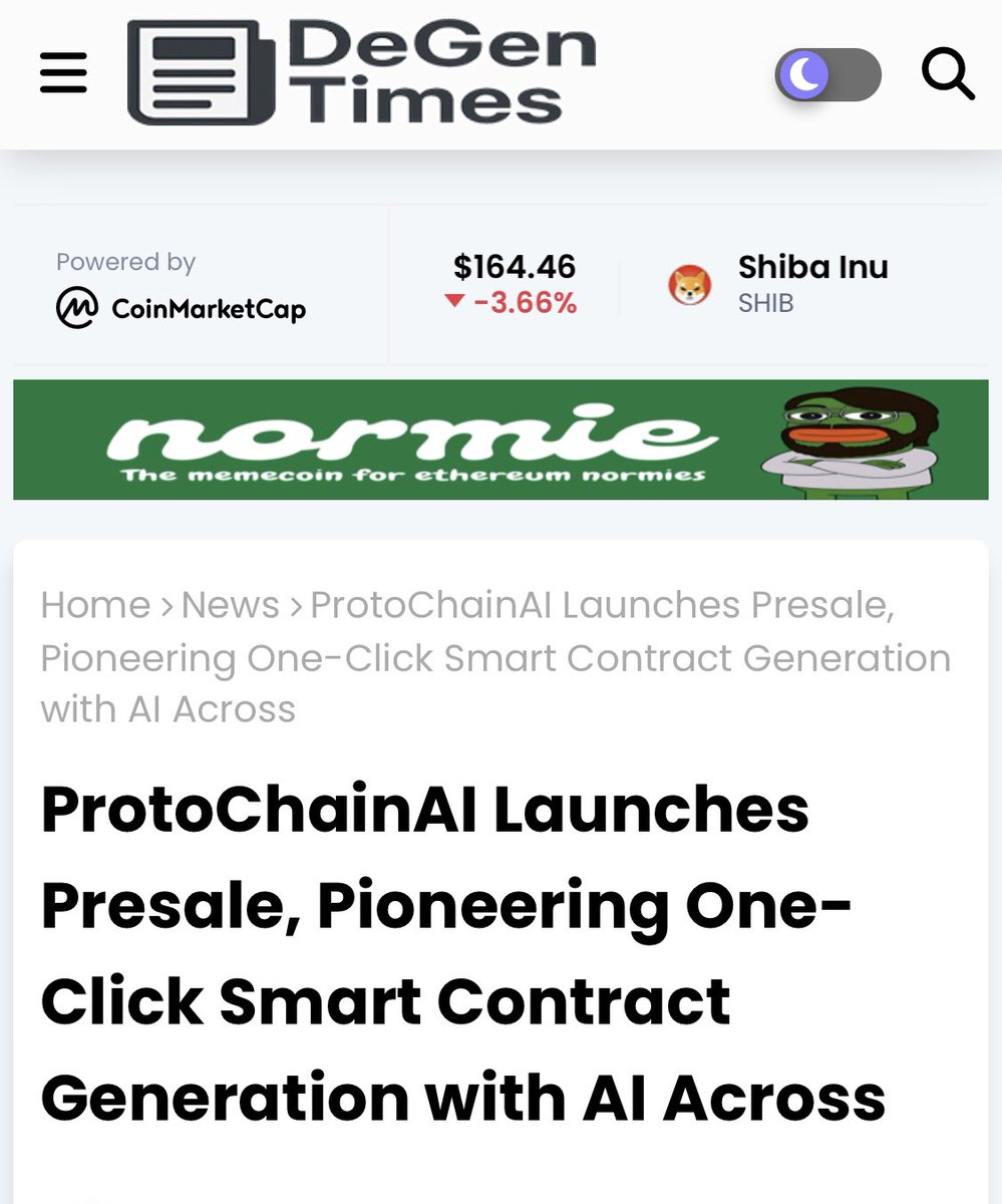 ProtoChainAI's tweet image. DeGen Times Recognition
We just got a spotlight on DeGen Times!
Where true alpha lives, ProtoChain AI now thrives.
This isn’t your average presale.

🔗 Check it out: degentimes.org/2025/07/protoc…

Join us now!! pinksale.finance/launchpad/bsc/…

#PCAI #CryptoAI #SmartContracts #Web3…