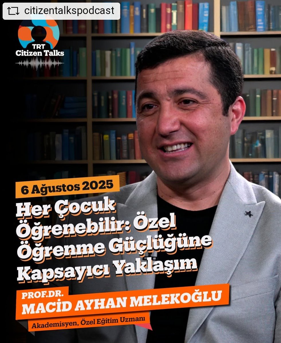 @citizentalkspodcast
🎙️ Yeni bölüm yayında!

Öğrenme güçlüğü bir engel değil; fark edilmeyi bekleyen bir öğrenme farklılığı.

Prof. Dr. Macid Ayhan Melekoğlu ile disleksi, diskalkuli, erken müdahale ve kapsayıcı eğitimi konuştuk.

🎧 Spotify, YouTube ve TRT Dinle’de şimdi yayında