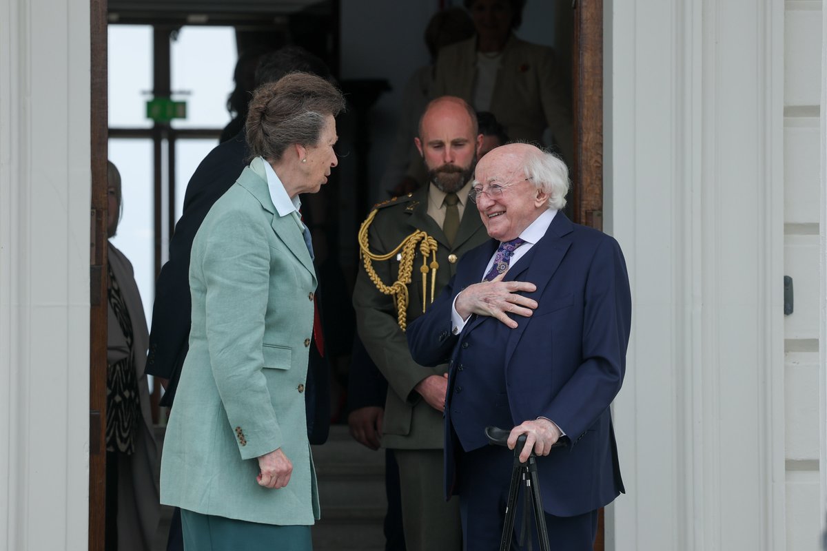 President Michael D. Higgins and his wife Sabina today received Her Royal Highness Princess Anne, The Princess Royal, at Áras an Uachtaráin. You can read the President's statement following the meeting at president.ie/en/media-libra…