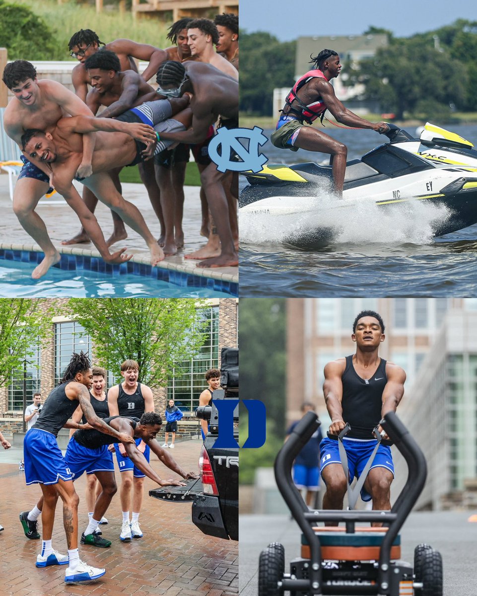 Offseason update: 

UNC: Pool parties and jet-skis 
Duke: Pushing trucks and weight-pulls   

We not the same 😂