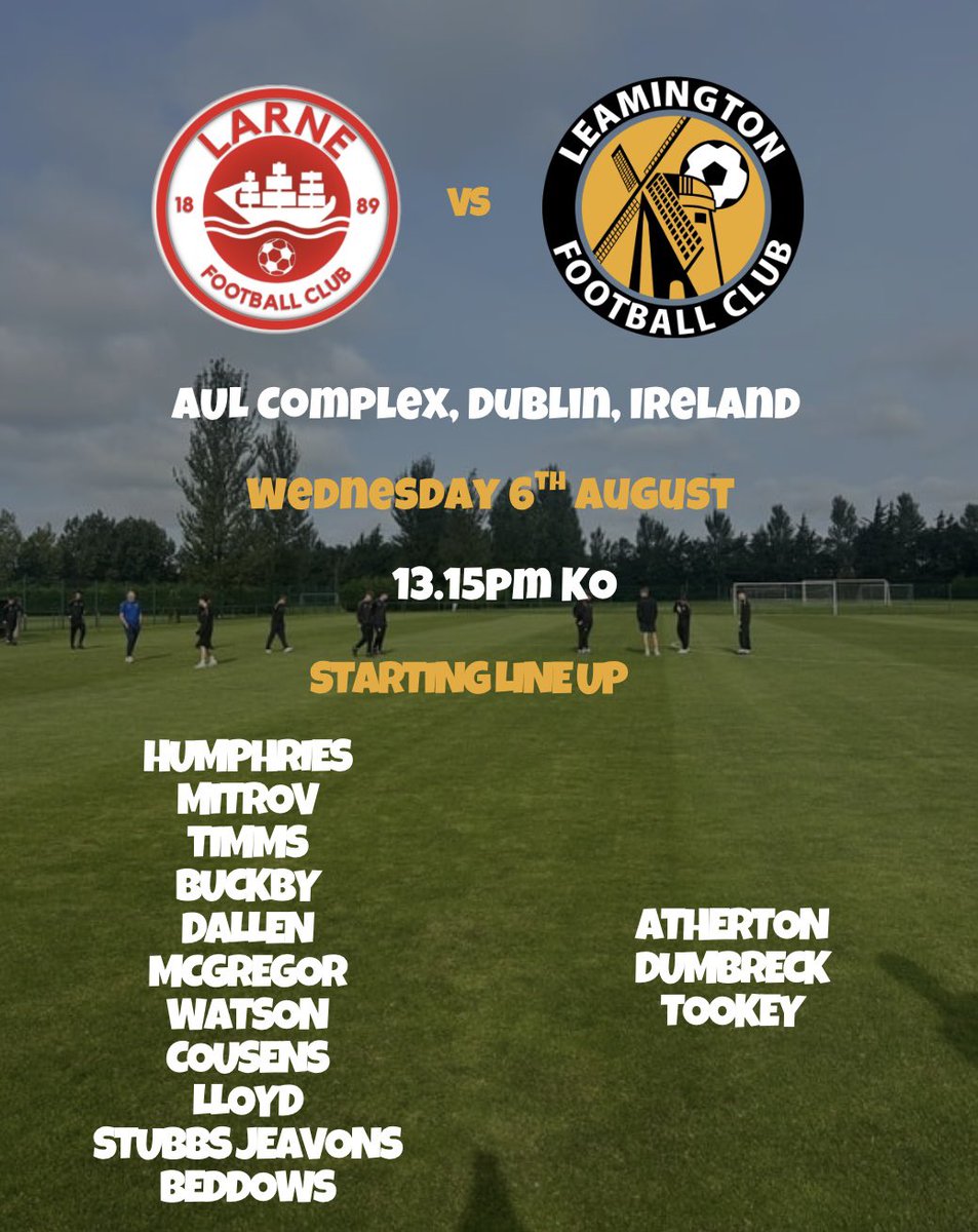 Brakes on tour ✈️

Larne FC vs Leamington FC 

13.15pm KO

Starting XI 👇
