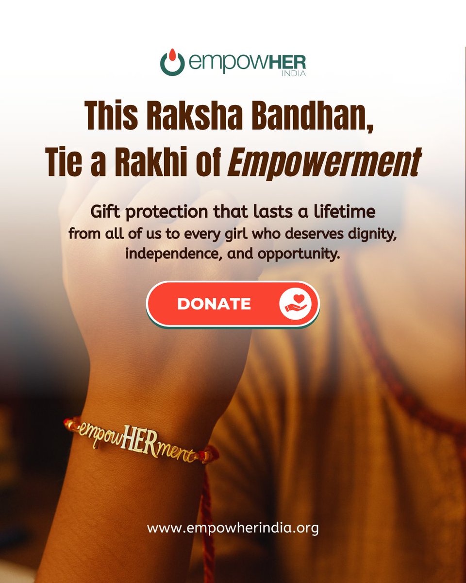 This Raksha Bandhan, let’s go beyond the thread.

Because real protection is equipping her for life.
empowherindia.org/donate.aspx#!t…
.
#RakshaBandhan #DonateForHer #LifeSkillsMatter #empowHERIndia #RakhiWithPurpose #EmpowerGirls
