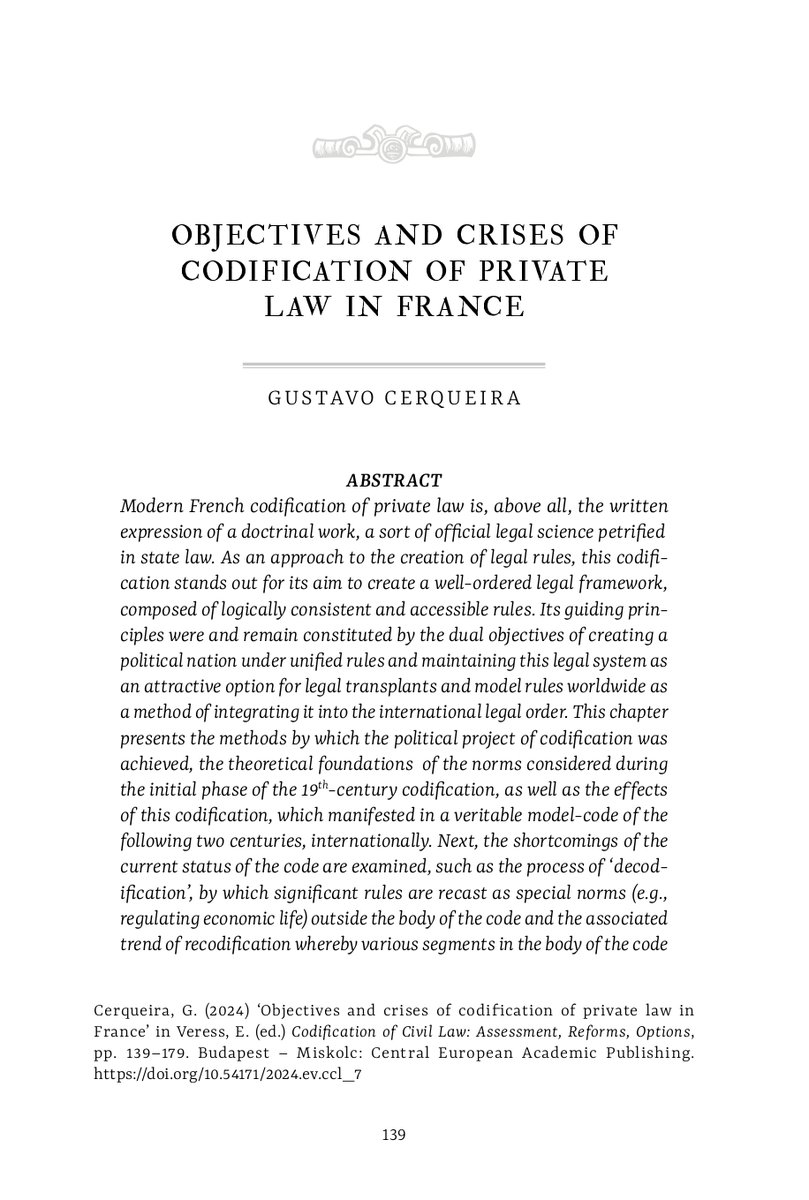 Un compendium sur la codification du droit civil vient d’être publié à Budapest. Réunissant les contributions de juristes de divers pays européens, l'ouvrage est librement accessible sur le site de la Central European Academy : lnkd.in/eanvyTNk. 
<a href="/DroitScPoNice/">DroitSciencePoNice</a> <a href="/GREDEG_UMR/">GREDEG</a>