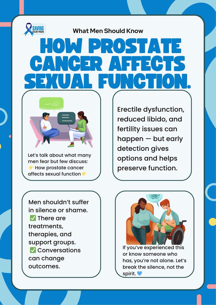Let’s talk about what many men fear but few discuss:
👉 How prostate cancer affects sexual function.

If you've experienced this or know someone who has, you’re not alone. Let’s break the silence, not the spirit. 💙