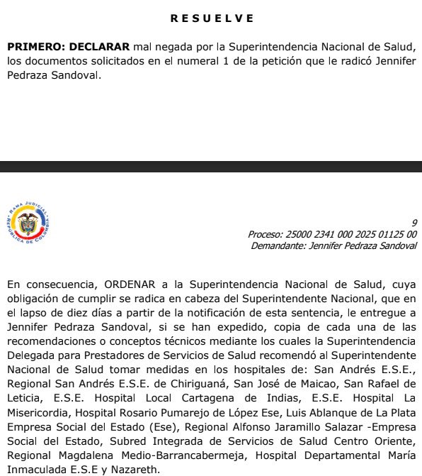 Jennifer Pedraza Sandoval (@jenniferpedraz) on Twitter photo ¡Un juez me dio la razón! 🚨 La <a href="/Supersalud/">Supersalud</a> no puede seguir ocultando información sobre las actuaciones de Beatriz Gómez, esposa del ministro de Salud <a href="/GA_Jaramillo/">Guillermo Jaramillo</a>.
Pese a haber declarado un impedimento, Gómez participó en la designación de gerentes en hospitales a los que su ¡Un juez me dio la razón! 🚨 La <a href="/Supersalud/">Supersalud</a> no puede seguir ocultando información sobre las actuaciones de Beatriz Gómez, esposa del ministro de Salud <a href="/GA_Jaramillo/">Guillermo Jaramillo</a>.
Pese a haber declarado un impedimento, Gómez participó en la designación de gerentes en hospitales a los que su