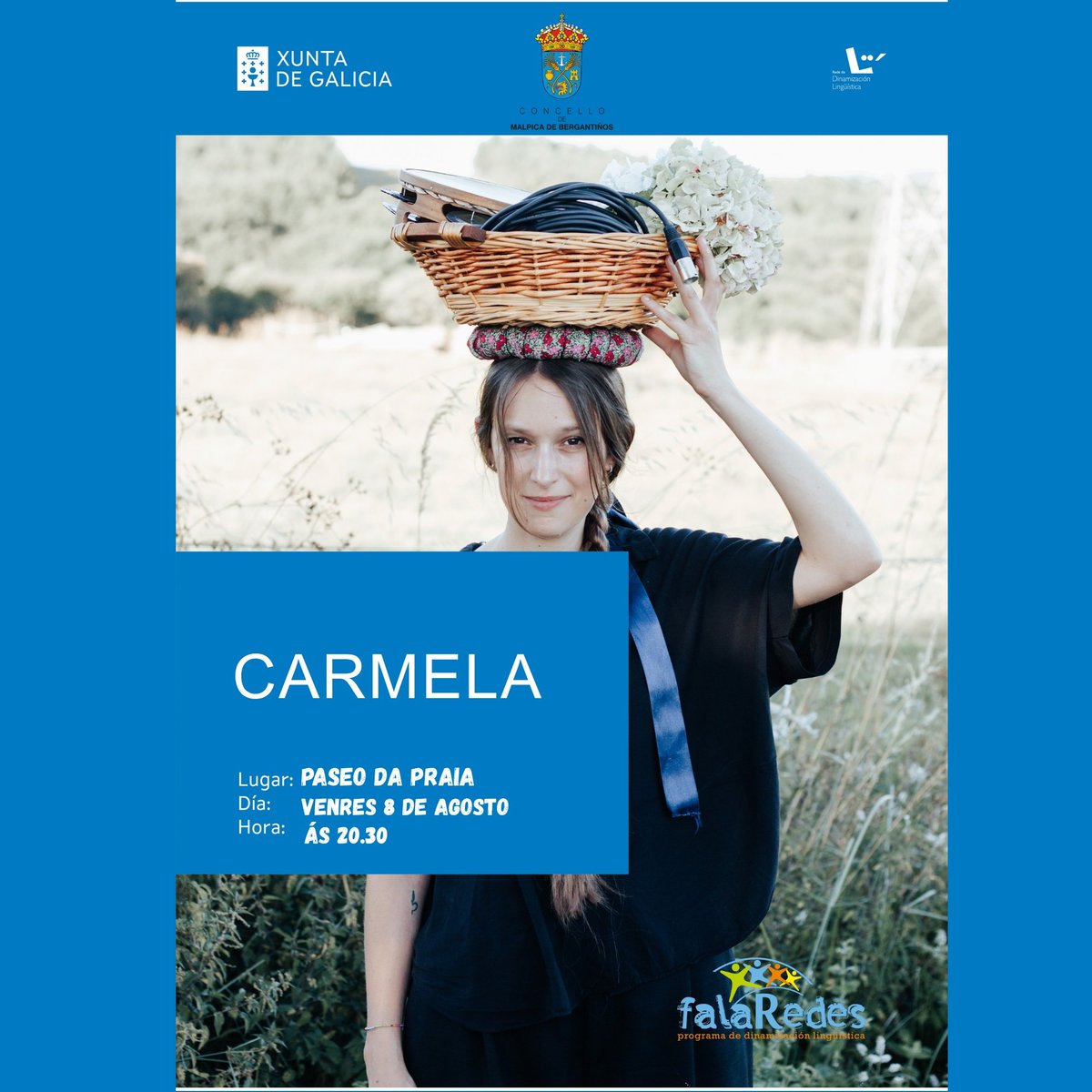 📣 ‘Vinde todas’, de Carmela (Carme López, Sara Méndez e Camille Hedouin), espectáculo musical en homenaxe a todas as mulleres que crearon e interpretaron poesía popular galega

🗓️ 08/08/25 | 20:30 h
📍 Paseo da Praia | Malpica de Bergantiños | A Coruña
👉 lingua.gal/a-secretaria-x…