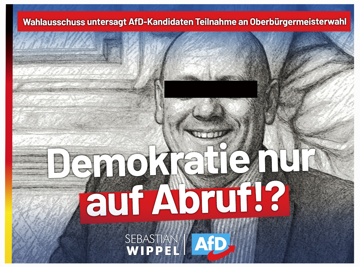 Wahlausschuss untersagt AfD-Kandidaten Teilnahme an Oberbürgermeisterwahl - Demokratie nur auf Abruf!?

Was sich derzeit in Ludwigshafen abspielt, ist ein Vorgang von höchster politischer Brisanz – und ein Warnsignal an alle, die sich dem Eindruck hingeben, in Deutschland