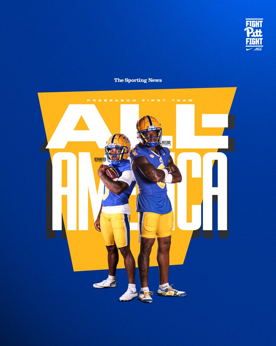 Pitt Football (@pitt_fb) on Twitter photo The accolades keep coming for these two...
2️⃣ Panthers named to the <a href="/sportingnews/">The Sporting News</a> Preseason All-America First Team
🔵 <a href="/fastboidez/">Desmond Reid</a>
🟡 <a href="/K_009r/">Kyle Louis⁹🦈</a>
Read more: tr.ee/zHYfQTidmb The accolades keep coming for these two...
2️⃣ Panthers named to the <a href="/sportingnews/">The Sporting News</a> Preseason All-America First Team
🔵 <a href="/fastboidez/">Desmond Reid</a>
🟡 <a href="/K_009r/">Kyle Louis⁹🦈</a>
Read more: tr.ee/zHYfQTidmb