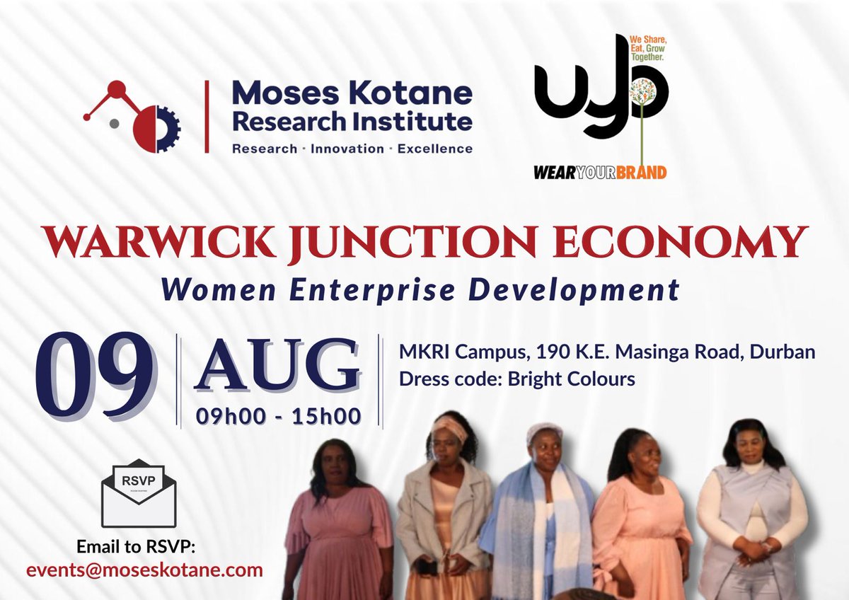 In celebration of National Women’s Day, MKRI &amp; Wear Your Brand are hosting an enterprise dev session for women at Warwick Junction! 💼👩🏾‍💼 Empowering informal traders to grow &amp; thrive. 🌍✨ #WomensDay #EmpowerHer #MKRI #WearYourBrand #EnterpriseDevelopment #WarwickJunction