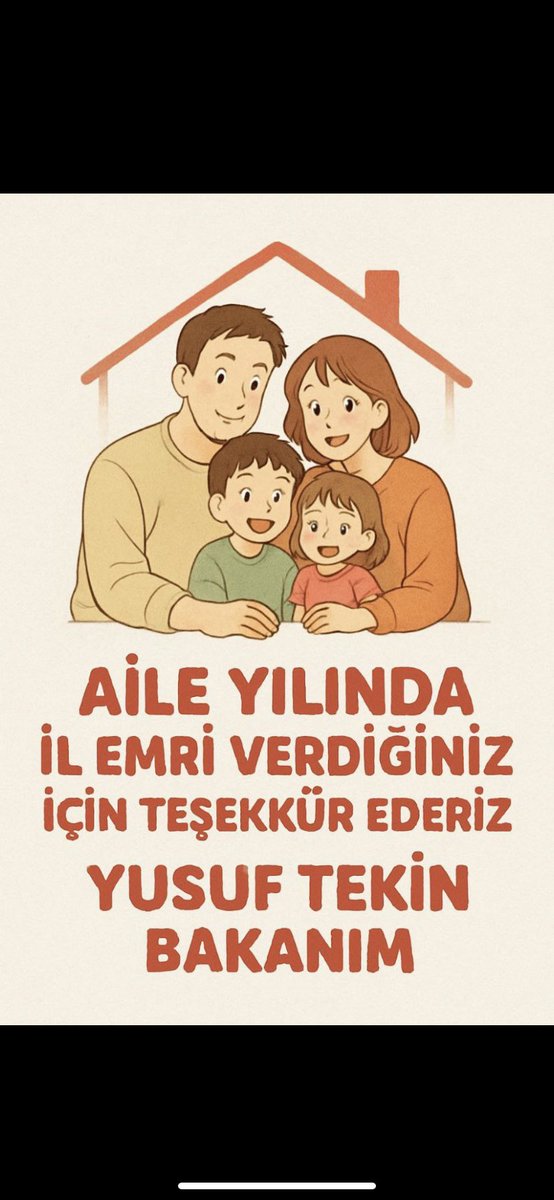 AİLE BİRLİĞİNİ İL EMRİ İLE KORUDUĞUNUZ İÇİN MİNNETTARIZ 
TEŞEKKÜRLER BAKANIM 👏🏻👏🏻💐

#YusufTekinAileyiKorudu 

<a href="/RTErdogan/">Recep Tayyip Erdoğan</a>  <a href="/Yusuf__Tekin/">Yusuf Tekin</a> <a href="/_aliyalcin_/">Ali YALÇIN</a>  <a href="/cftcblnt/">Bülent ÇİFTCİ</a> <a href="/oguzozat/">Oğuz ÖZAT</a> <a href="/edipuzen/">Edip Üzen</a> <a href="/TalipGeylan06/">Talip Geylan</a> <a href="/talatyavuz29/">Talat YAVUZ</a>