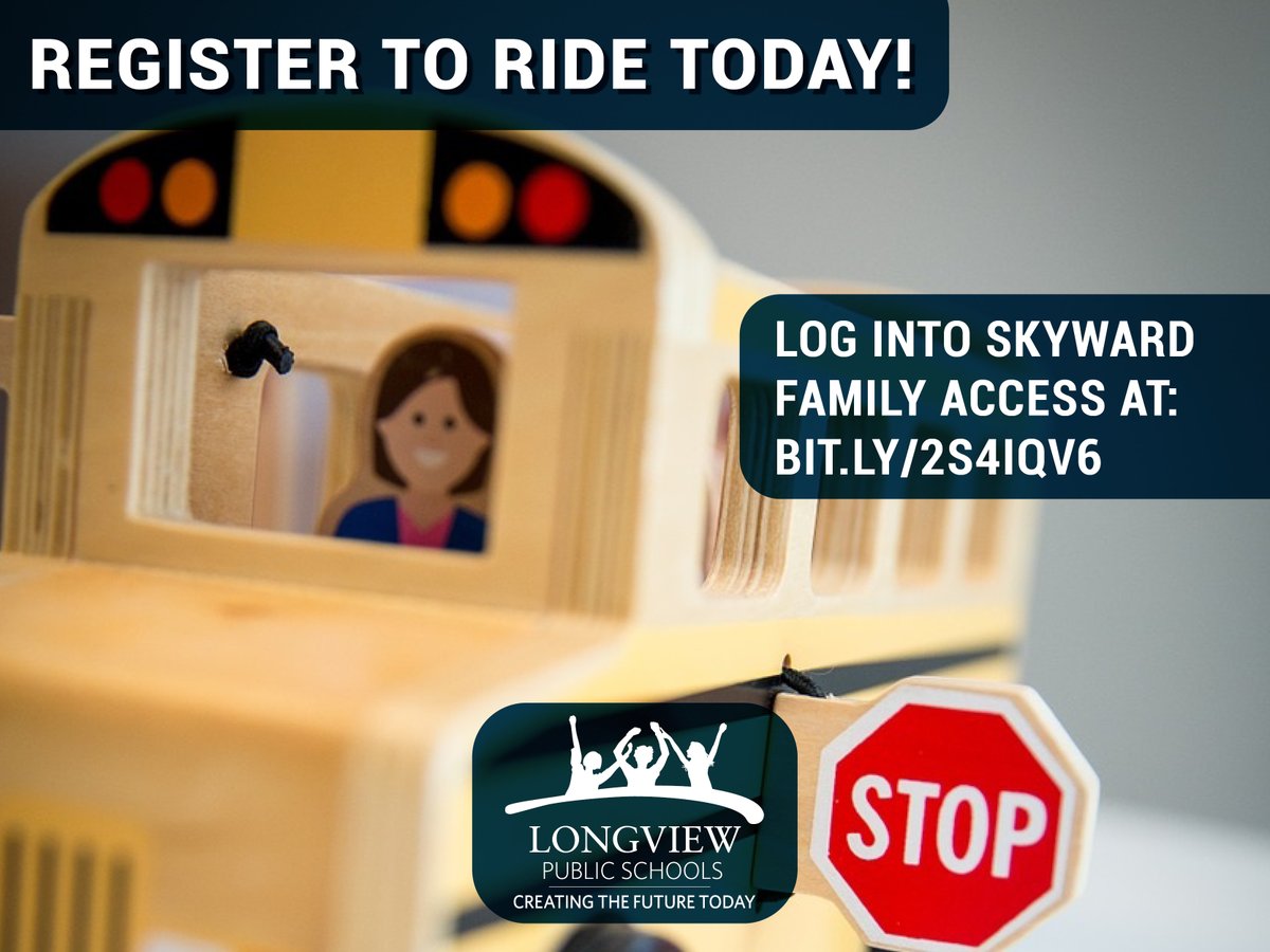 Is your student registered to ride the bus?
If you would like your student to ride the bus and you haven't registered yet, please do so through Skyward Family Access here: bit.ly/2S4iQv6