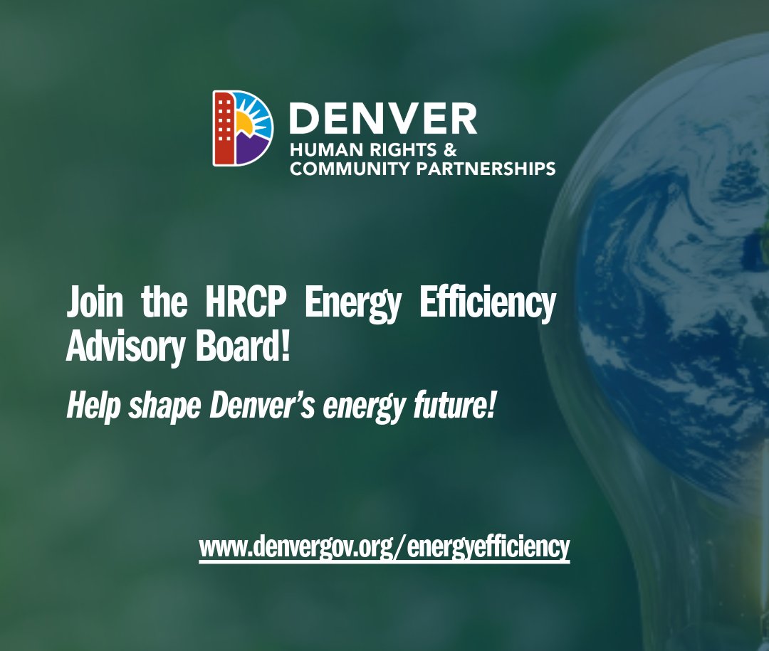 🌱💡Help shape Denver’s energy future by sharing your expertise on energy priorities. Join the HRCP Energy Efficiency Advisory Board and help identify new focus areas for the city and its underserved neighborhoods. 

➡️ denvergov.org/energyefficien…