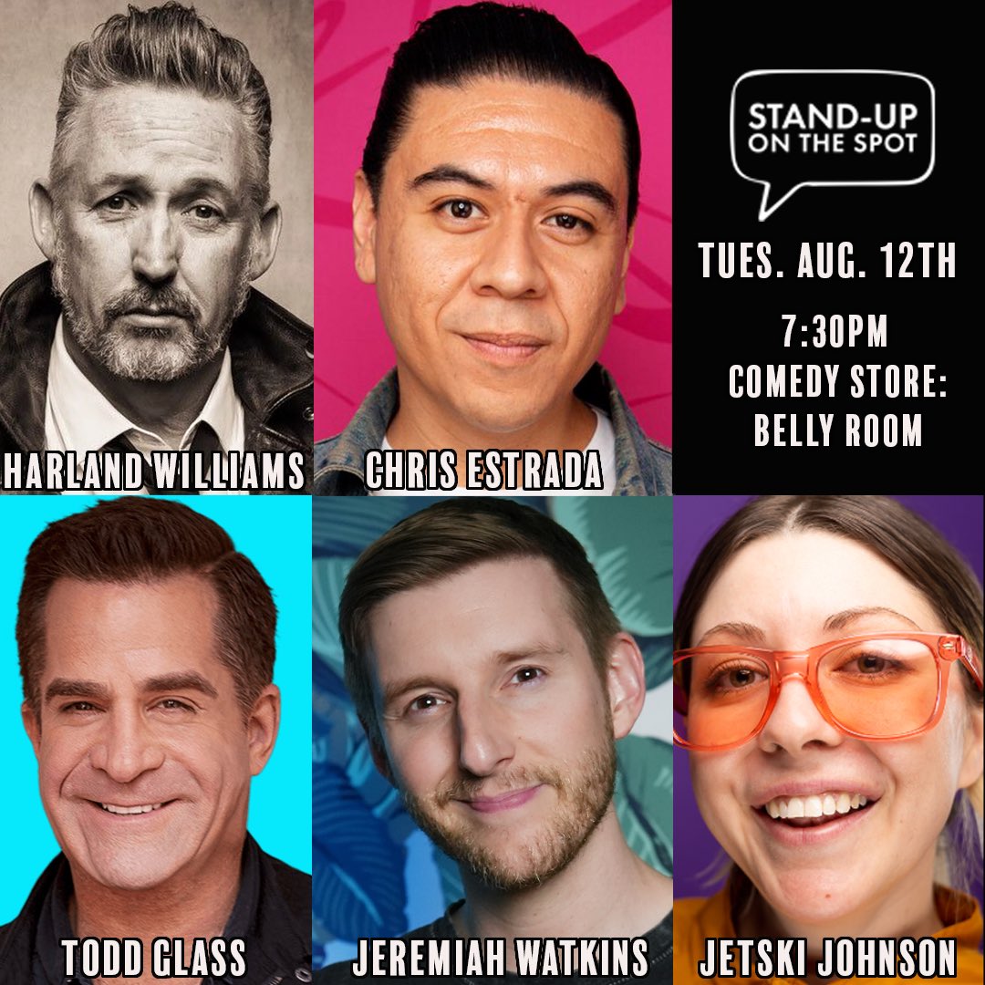 Tuesday is gonna get reallll silly 😎
Get tix here!: showclix.com/event/suots-au…
W/ <a href="/ToddGlass/">Todd Glass</a> <a href="/ChrisEstrada85/">Chris Estrada: Las Vegas, NV Nov 28-29</a> <a href="/jetskijohnson/">Jessie Johnson</a> &amp; Harland Williams <a href="/standupots/">Stand-Up on the Spot</a> <a href="/TheComedyStore/">The Comedy Store</a>