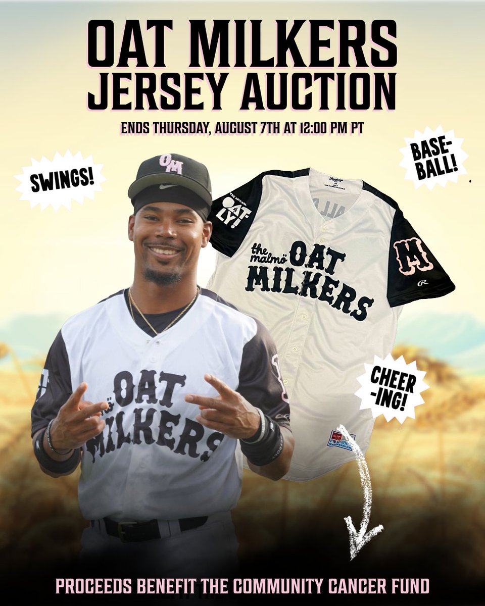 Don't miss the (b)oat! Our Malmö Oat Milkers jersey auction ends tomorrow at 12:00 p.m. PT. Hit the link below to place your bids now! #GoSpo 

🔗 tinyurl.com/OatMilkersAuct…