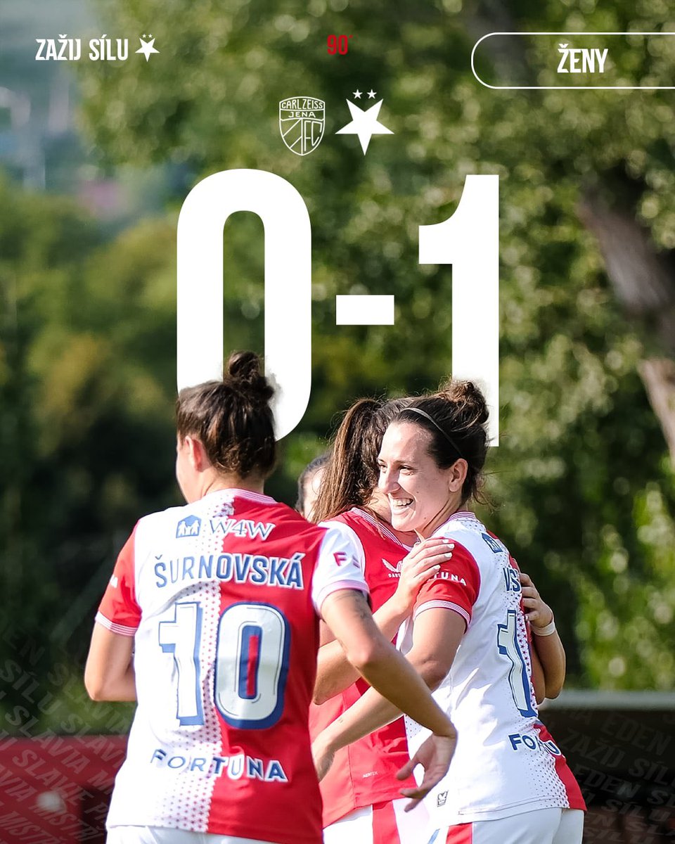 ⏲️ KONEC | Tři zápasy, tři výhry! 🔥

Slávistky uspěly na hřišti bundesligové Jeny, o výhře rozhodla v prvním poločase Klára Cvrčková! #fccsks