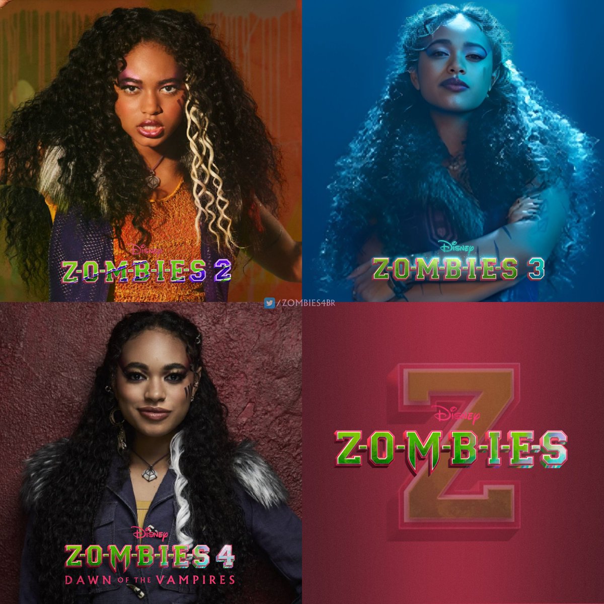 A evolução da Willa na franquia Zombies.