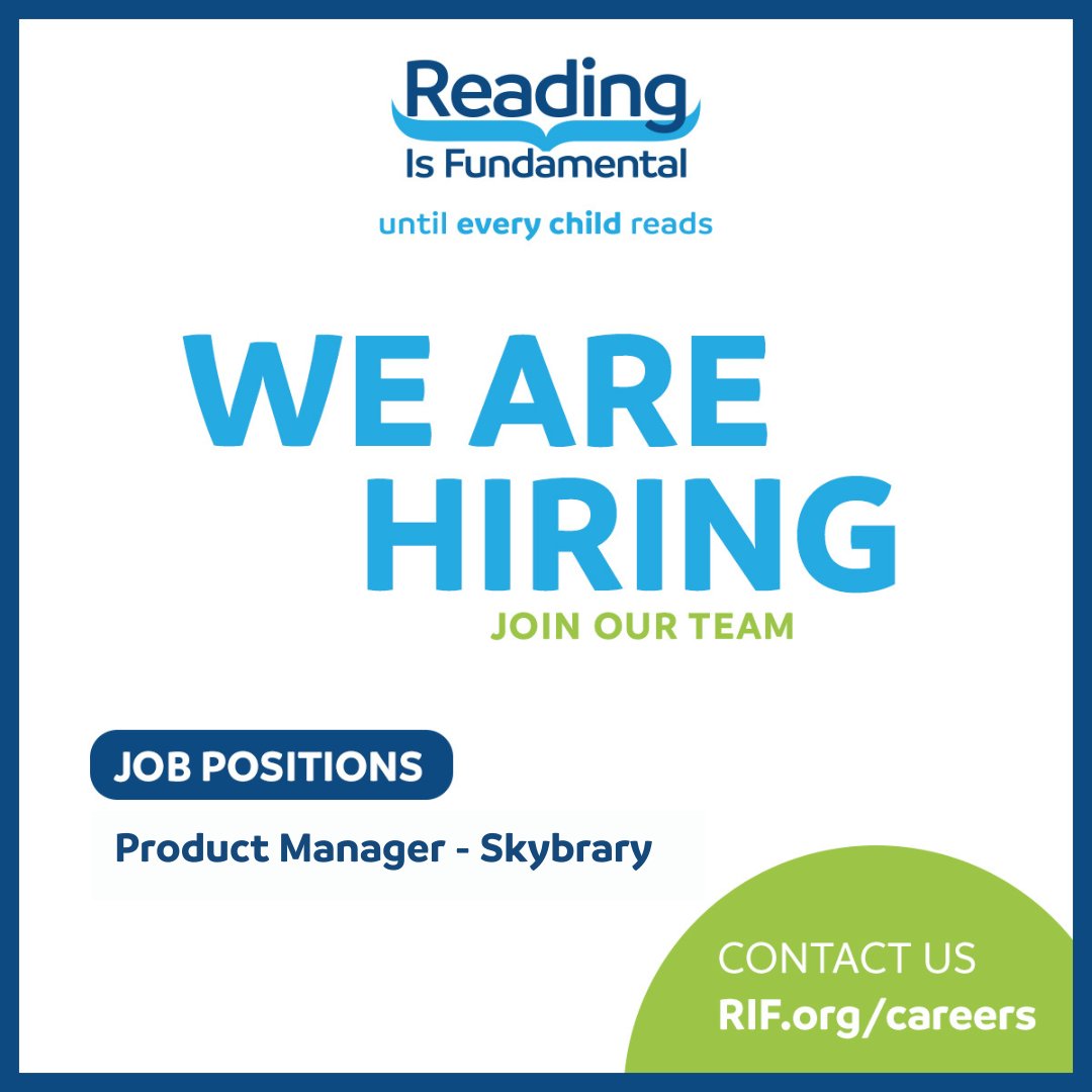 Reading Is Fundamental (@rifweb) on Twitter photo #RIF is seeking a Product Manager to lead the execution of the #Skybrary #ebook application product roadmap including ownership of the product website as a key tool in driving awareness, acquisition, & product growth in education & consumer sectors. #Apply:bit.ly/41o1NV4 #RIF is seeking a Product Manager to lead the execution of the #Skybrary #ebook application product roadmap including ownership of the product website as a key tool in driving awareness, acquisition, & product growth in education & consumer sectors. #Apply:bit.ly/41o1NV4