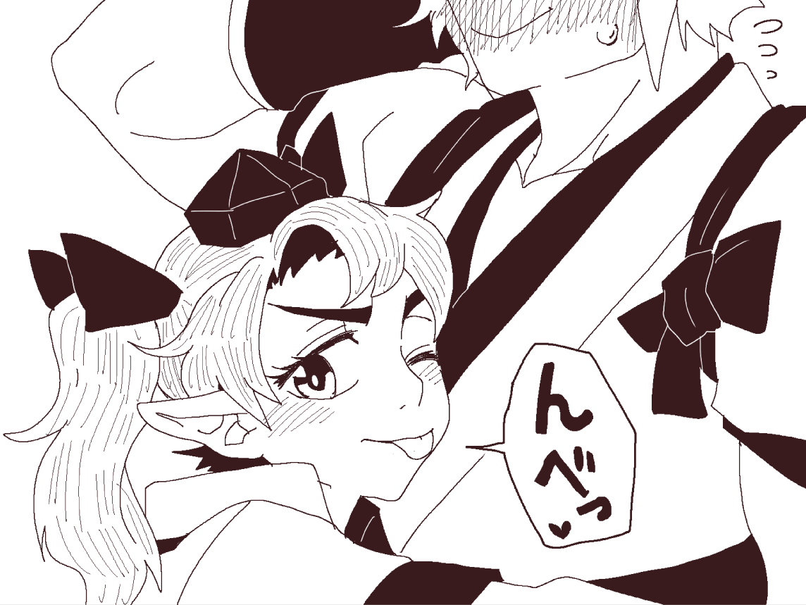 落描き はたもみ はたてちゃんも、みんなに密かに想われてモテモテな椛ちゃんにこうやって大げさにスキンシップして周りに牽制してる強かなコなんです・・・!(手直し再投稿) 