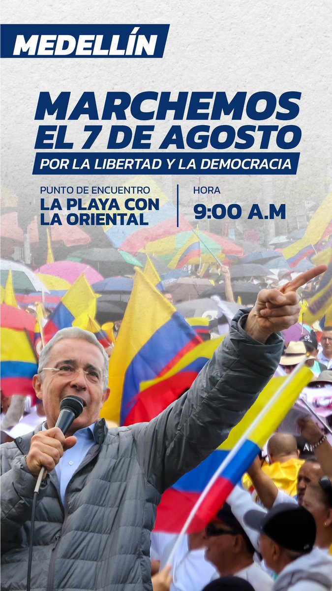 Mañana yo MARCHO por la LIBERTAD, marcho por mi patria, por los soldados secuestrados, en honor a los héroes de la patria.

Marcho por Colombia 

#MarchoPorLaLibertad7A 
#ALaCalle7A