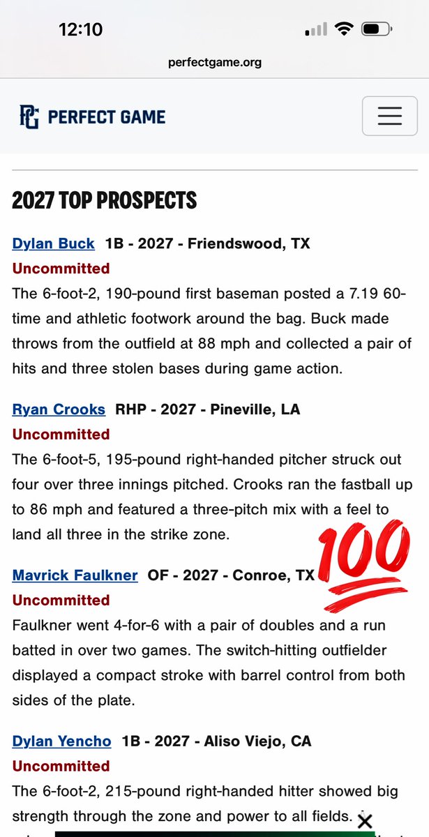 Mavrick Faulkner 2027 Top Prospect <a href="/derrick_coach/">Coach Derrick J. Taylor</a> <a href="/jraymer15/">Jeff Raymer</a> <a href="/WakeBaseball/">Wake Forest Baseball</a> <a href="/FSUBaseball/">FSU Baseball</a> <a href="/CoastalBaseball/">Coastal Carolina Baseball</a> <a href="/AlabamaBSB/">Alabama Baseball</a> <a href="/Garrett_Wood_/">Garrett Wood</a> <a href="/KSchnall9/">Kevin Schnall</a> <a href="/juliefaulkner0/">Julie Faulkner</a> <a href="/Mav342722/">Mavrick Faulkner</a>