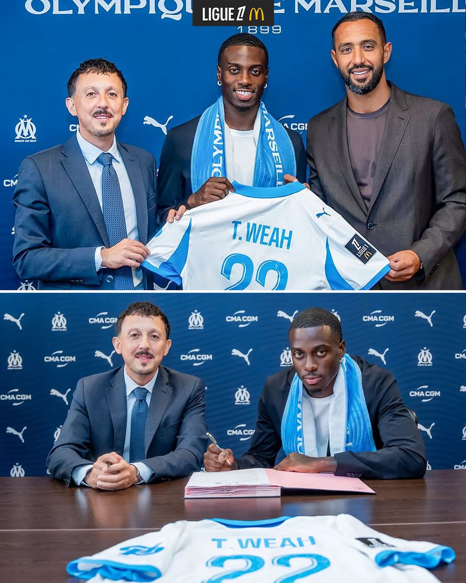 Ligue1_ENG's tweet photo. Timothy Weah is officially a Marseille player 🇺🇸🤩

(📸 @OM_English) https://t.co/wEn9kShCUw