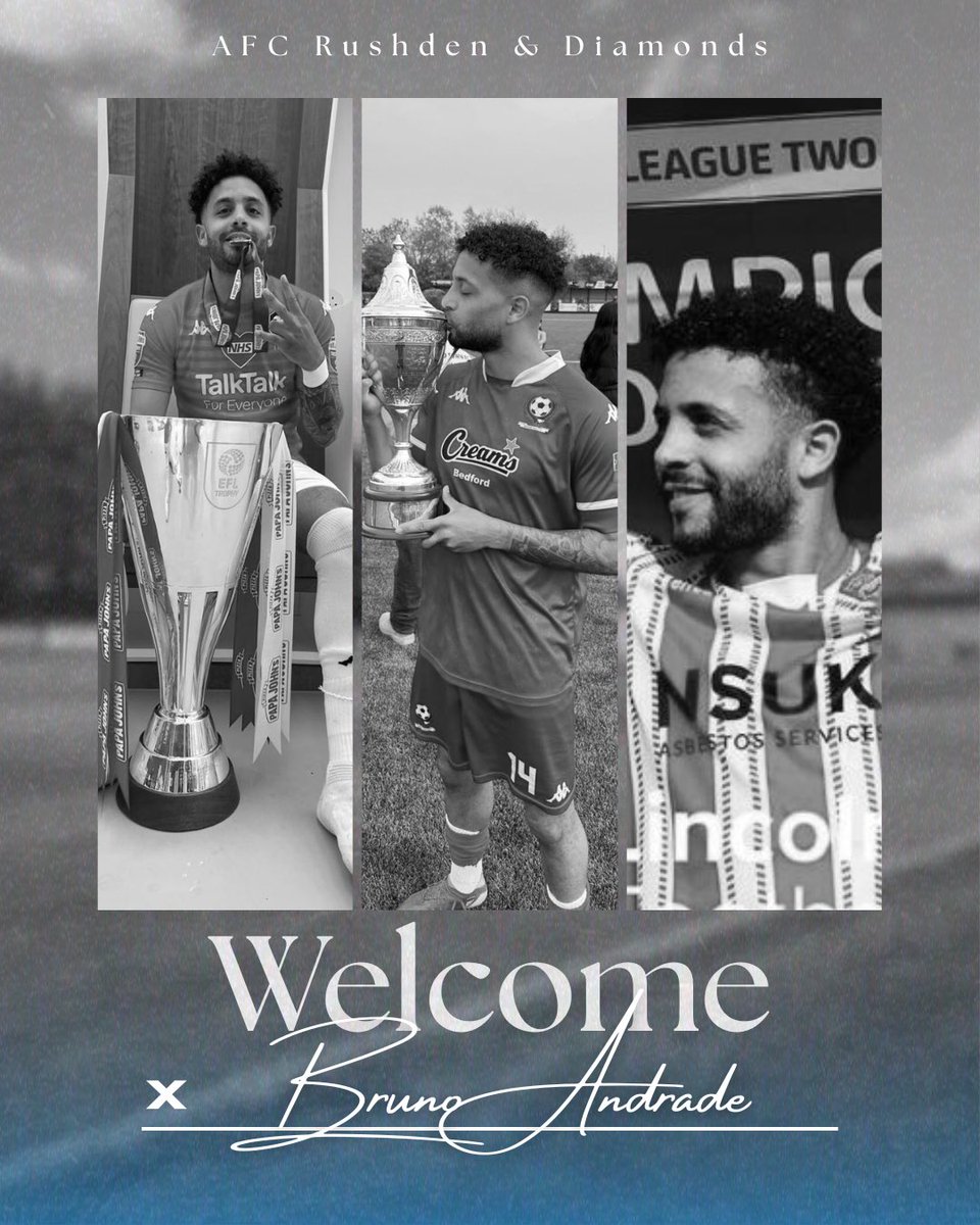 NEW SIGNING ✍️ | Bruno Andrade

AFC Rushden &amp; Diamonds can announce the dual registration of Bruno Andrade from National League North side <a href="/BedfordTown/">Bedford Town FC</a>. 

Bruno had a very successful 24/25 season winning promotion to step 2 but he also won the debut season of <a href="/BallerLeagueUK/">Baller League</a> with