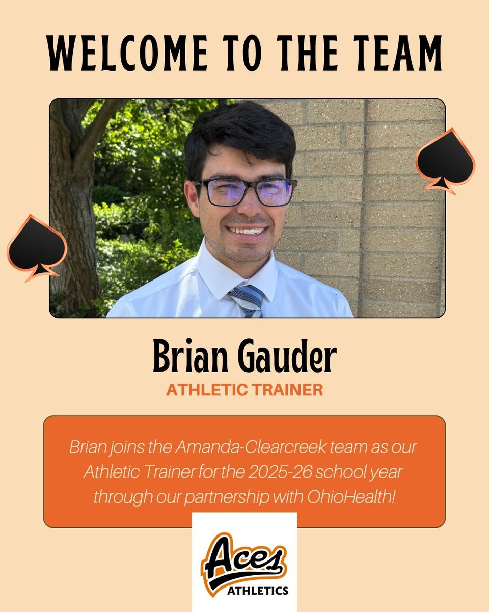 Please join us in welcoming new Athletic Trainer, Brian Gauder, to the Amanda-Clearcreek team!  Brian will be helping our A-C athletes this year through our partnership with OhioHealth.  We're glad you're here, Brian!
amanda.k12.oh.us/~board/distric…