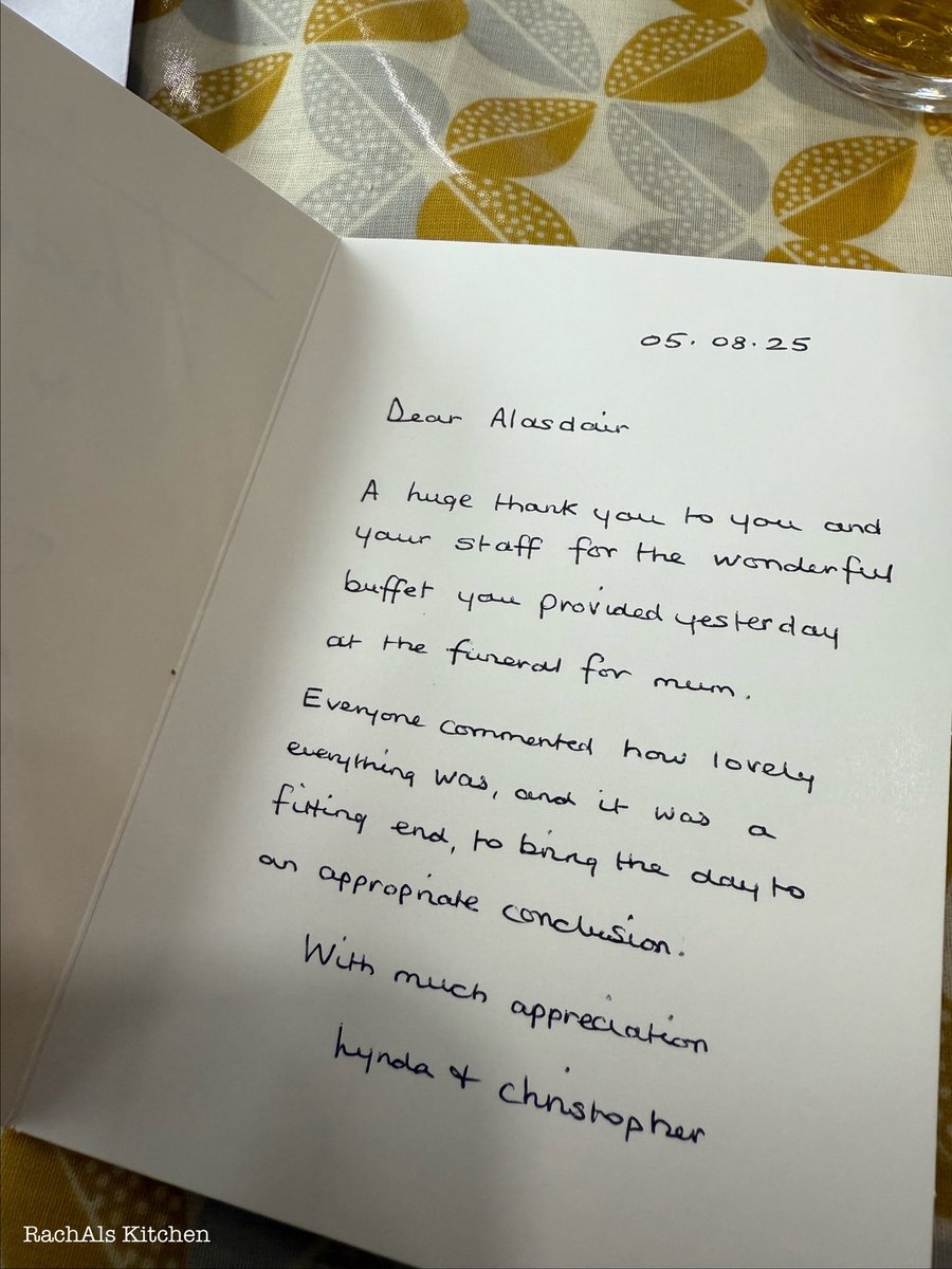 A lovely #thankyou following Mondays #funeraltea #catering … lovely to receive especially after such a busy few days …