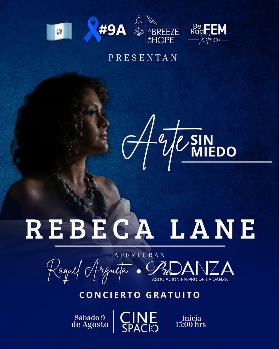 #9A ¡Arte Sin Miedo!

Unimos arte y resistencia en un mismo escenario en el marco de la campaña 9 de Agosto: Dia de solidaridad con víctimas de violencia sexual infantil

📍CineSpacio 14 Av 4-54 zona 1, Quetzaltenango

🗓️ Sábado 9 de Agosto | 3:00 PM

🎟️ ENTRADA GRATUITA