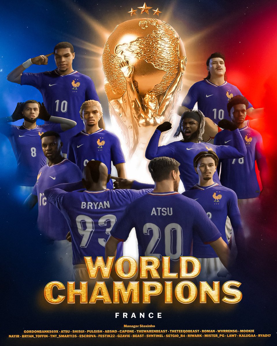 VPG France (@vpgfrance_) on Twitter photo LA FRANCE CHAMPION DU MONDE <a href="/OfficialVPG/">Virtual Pro Gaming</a> PRO CLUBS FC25 ๐ซ๐ท๐
- Resultats :
๐ซ๐ท France 9-3 HongKong ๐ญ๐ฐ
๐ซ๐ท France 7-0 Belarus ๐ง๐พ
๐ซ๐ท France 13-1 Singapour ๐ธ๐ฌ
๐ซ๐ท France 3-0 Maroc ๐ฒ๐ฆ
๐ซ๐ท France 1-0 Germany ๐ฉ๐ช
๐ซ๐ท France 13-8 Brazil ๐ง๐ท
๐ซ๐ท France 3-2 Spain ๐ช๐ธ
๐ซ๐ท France 1-0 Portugal ๐ต๐น LA FRANCE CHAMPION DU MONDE <a href="/OfficialVPG/">Virtual Pro Gaming</a> PRO CLUBS FC25 ๐ซ๐ท๐
- Resultats :
๐ซ๐ท France 9-3 HongKong ๐ญ๐ฐ
๐ซ๐ท France 7-0 Belarus ๐ง๐พ
๐ซ๐ท France 13-1 Singapour ๐ธ๐ฌ
๐ซ๐ท France 3-0 Maroc ๐ฒ๐ฆ
๐ซ๐ท France 1-0 Germany ๐ฉ๐ช
๐ซ๐ท France 13-8 Brazil ๐ง๐ท
๐ซ๐ท France 3-2 Spain ๐ช๐ธ
๐ซ๐ท France 1-0 Portugal ๐ต๐น