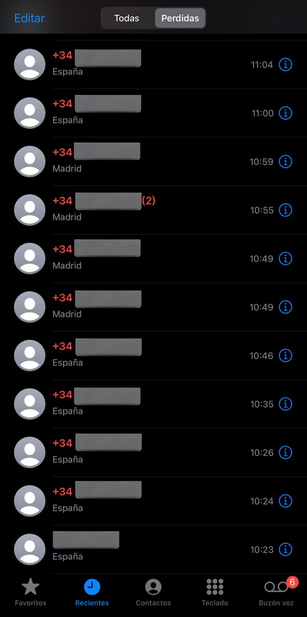 Más pruebas de la red de acoso, habré recibido más de 200 llamadas en lo que va de día. Tras haber cambiado dos veces de móvil.