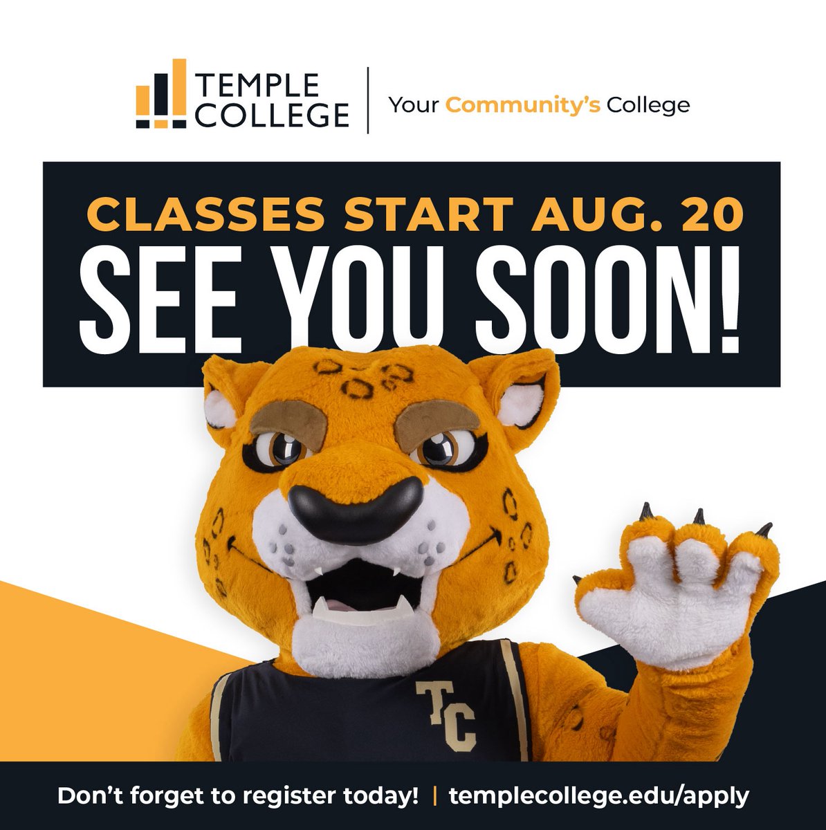 We’re just TWO WEEKS away from the start of a brand new fall semester at Temple College!

There’s so much to look forward to this year! Our brand-new Workforce &amp; Visual Arts Building is open, and the new Main Building is getting close to completion. If you haven’t registered yet,