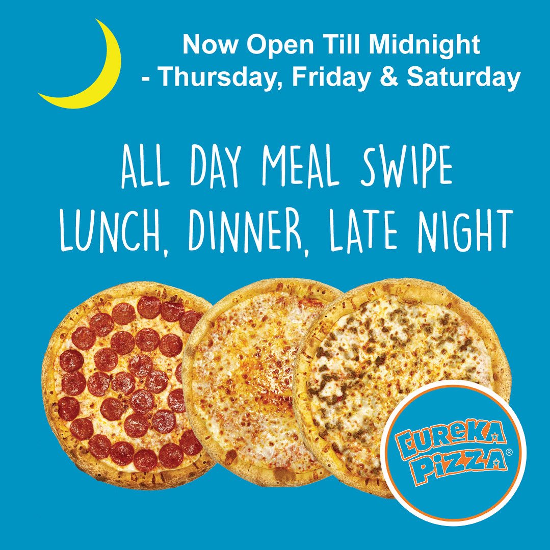 eurekapizza's tweet image. 🎉 We’re BACK, Razorbacks! 🎉
Eureka Pizza reopens for the semester this Thursday, August 7 at 4 PM — and we can’t wait to see all the new faces and returning legends! 🐗❤️

🔥 We’re the ONLY campus dining spot open till MIDNIGHT on Thursday, Friday &amp;amp; Saturday — so when the…