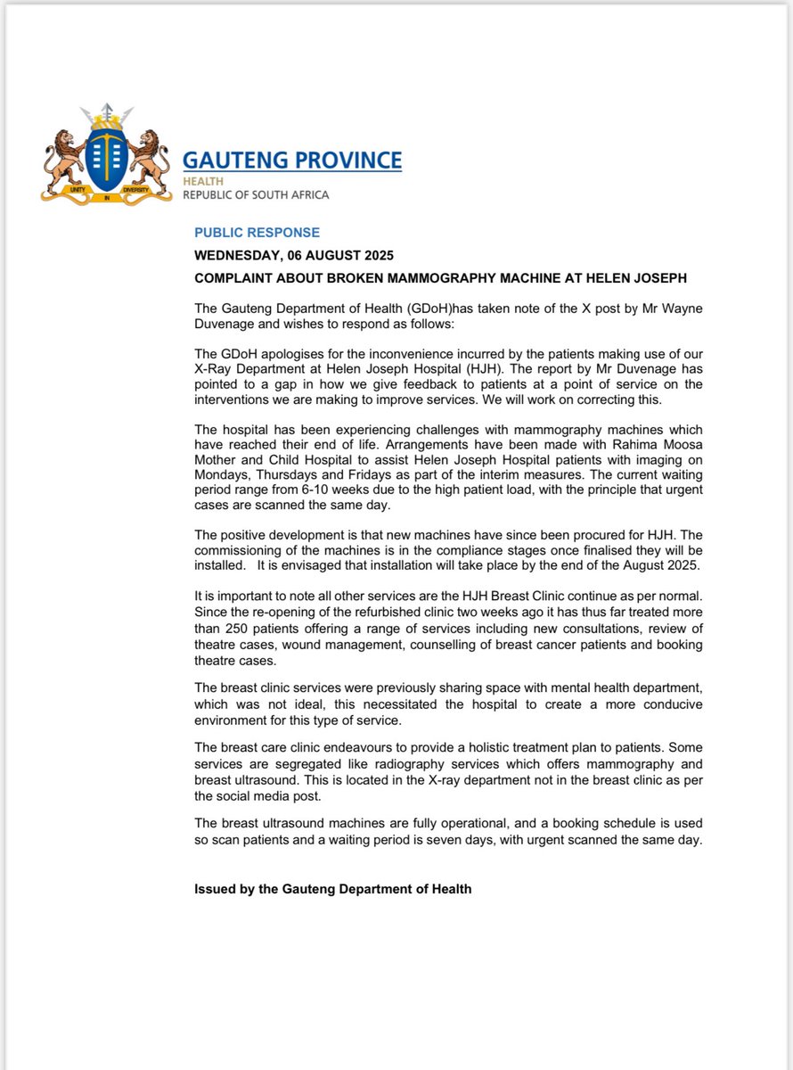 Gauteng Health tweet media