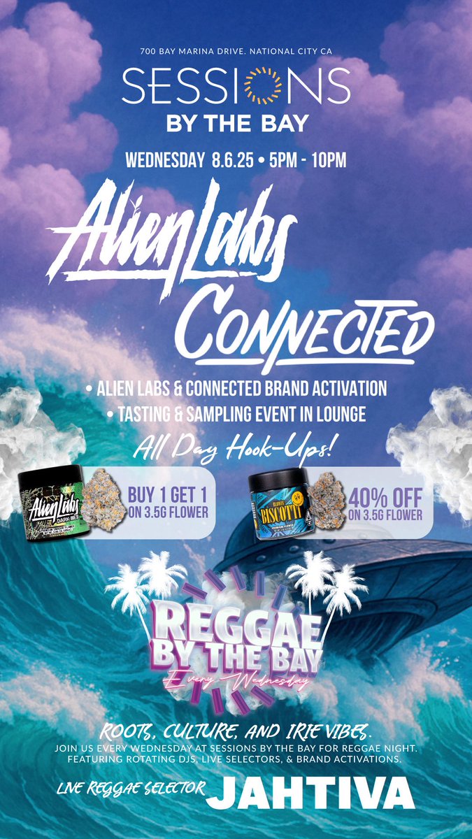 Today! Buy 1 get 1 on all <a href="/AlienLabs2069/">alienlabs</a> 8ths and 40% OFF all #Connected 8ths!!
Alien Labs will be in the lounge giving free samples and hits of different strains from 5pm-10pm