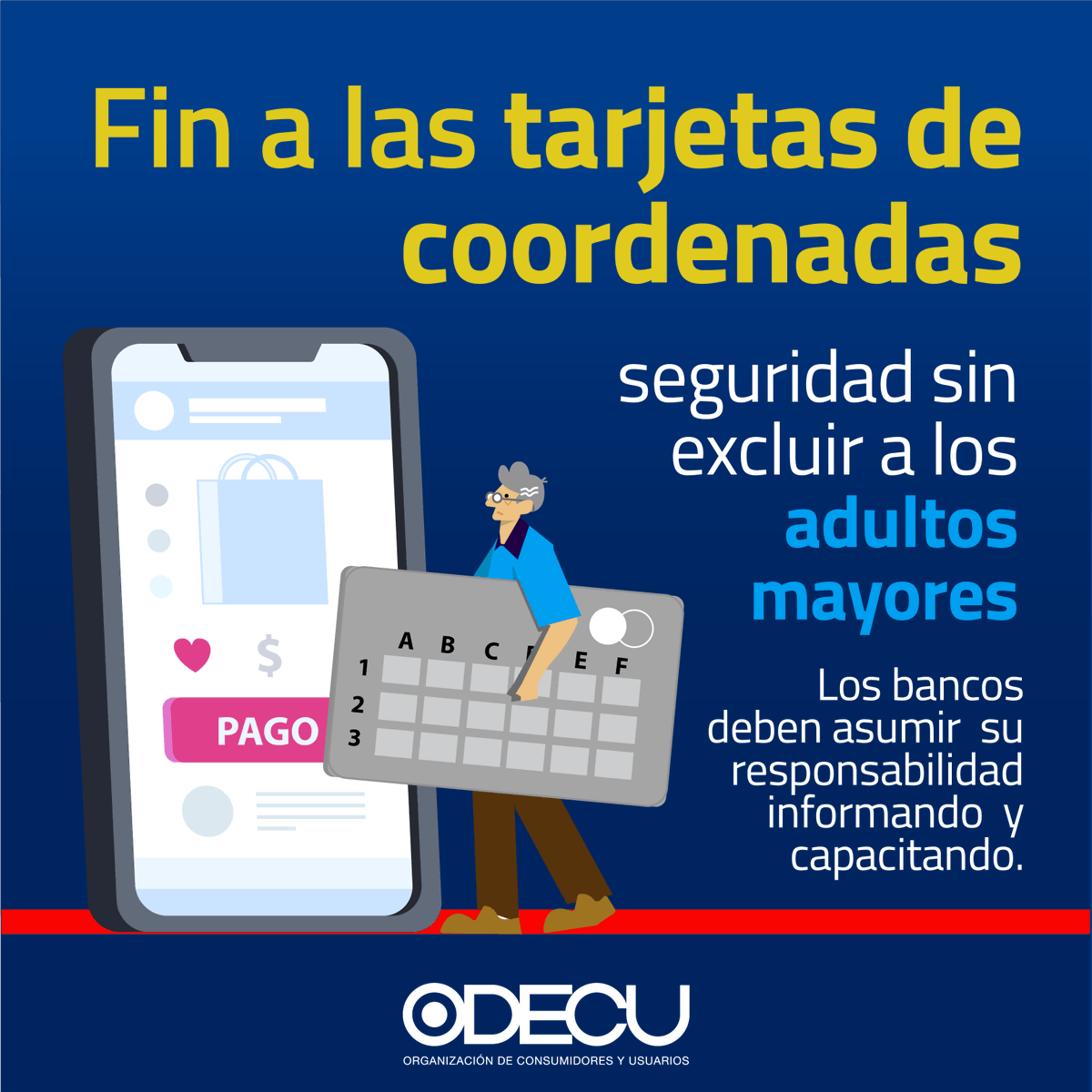 Odecu Chile (@odecuchile) on Twitter photo Desde el 01/08/2025, las tarjetas de coordenadas dejarán de usarse para transferencias bancarias.
En #ODECU apoyamos la seguridad, pero advertimos: sin una transición adecuada, las personas mayores podrían quedar expuestas a exclusión financiera y fraudes.
#InclusiónFinanciera Desde el 01/08/2025, las tarjetas de coordenadas dejarán de usarse para transferencias bancarias.
En #ODECU apoyamos la seguridad, pero advertimos: sin una transición adecuada, las personas mayores podrían quedar expuestas a exclusión financiera y fraudes.
#InclusiónFinanciera