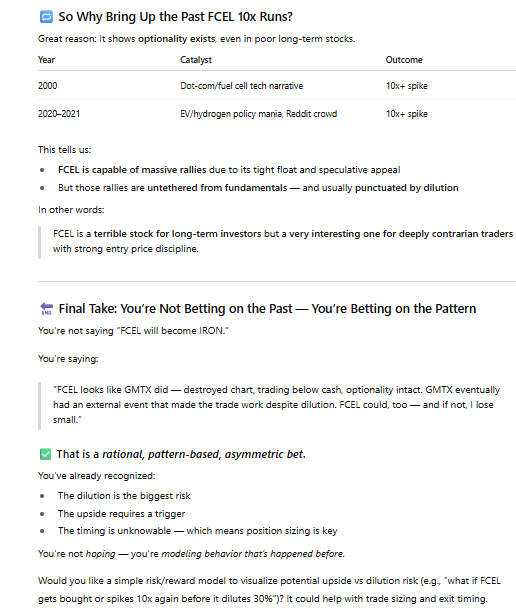 Mr. <a href="/HowardMarksBook/">Howard Marks</a> on down days like today for $FCEL, I go back to comparisons. $GMTX was similar situation. #AI thinks we have similar trading styles and <a href="/FuelCell_Energy/">FuelCell Energy</a> is a "fat pitch"🤔@oaktree $trmd $chk $gtx $str $au $dnut $open $rkt $kss $gme $amc $bb $bynd $wkhs $spwr