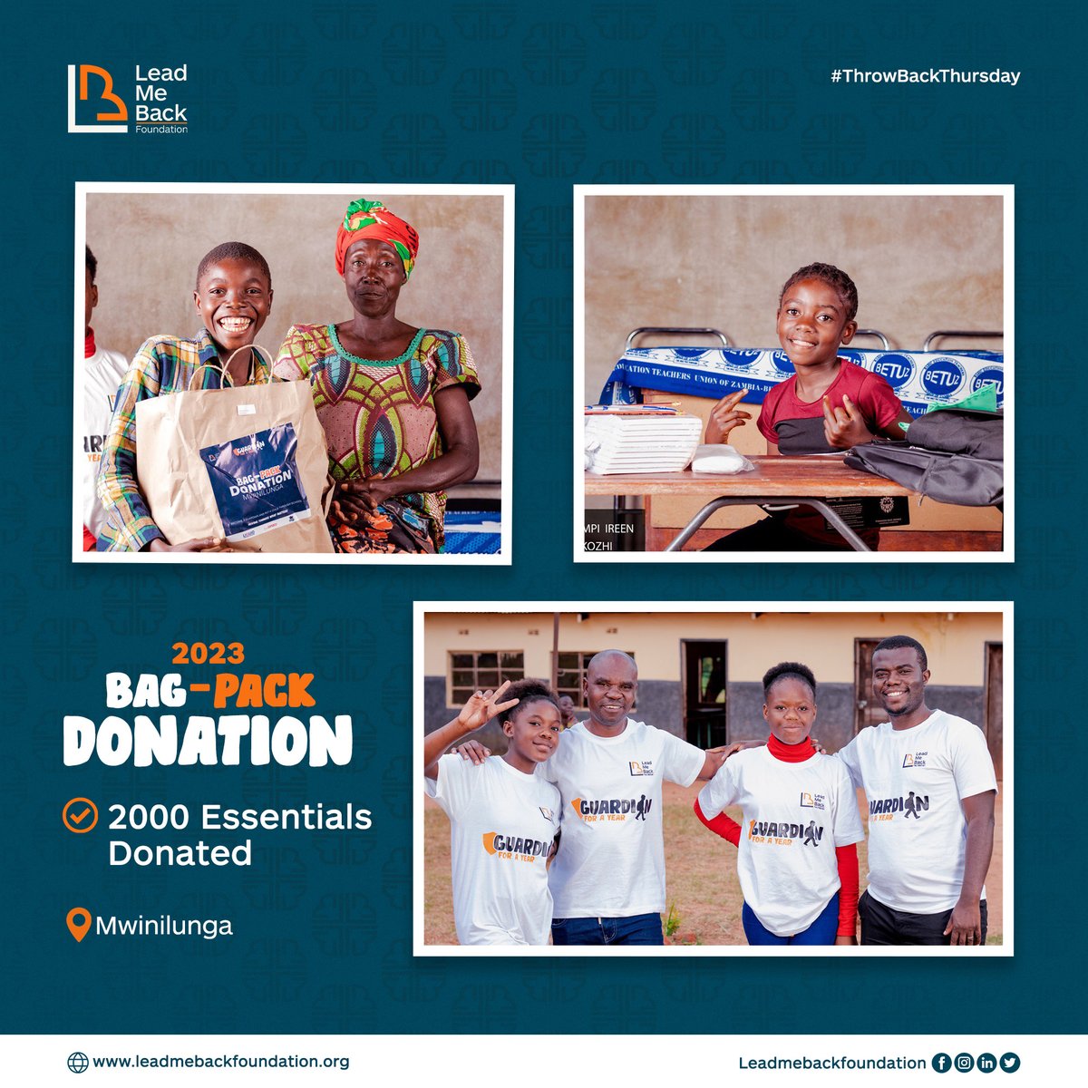 leadmeback21's tweet photo. #ThrowbackThursday | In 2023, we reached Mwinilunga with 2,000+ school essentials through our Bag-Pack Donation campaign.
From backpacks to books, we equipped young minds with tools to thrive because education should never depend on circumstance.
#LeadMeBack #SDG4 #Zambia https://t.co/l3Sh6WsmTv